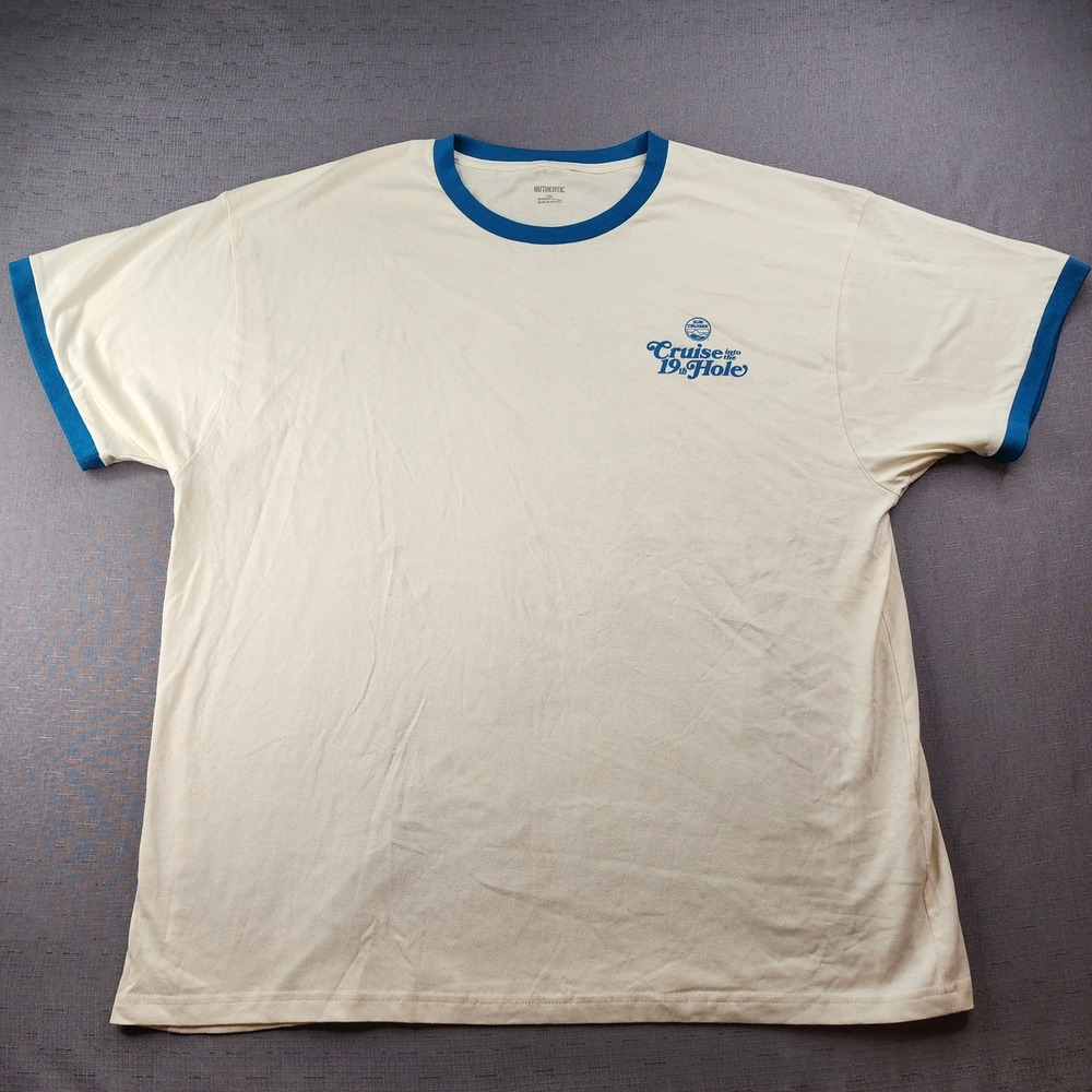 Authentic Brand Sun Cruiser Cruise into the 19th Hole Ringer Tee Shirt 2XL Cream